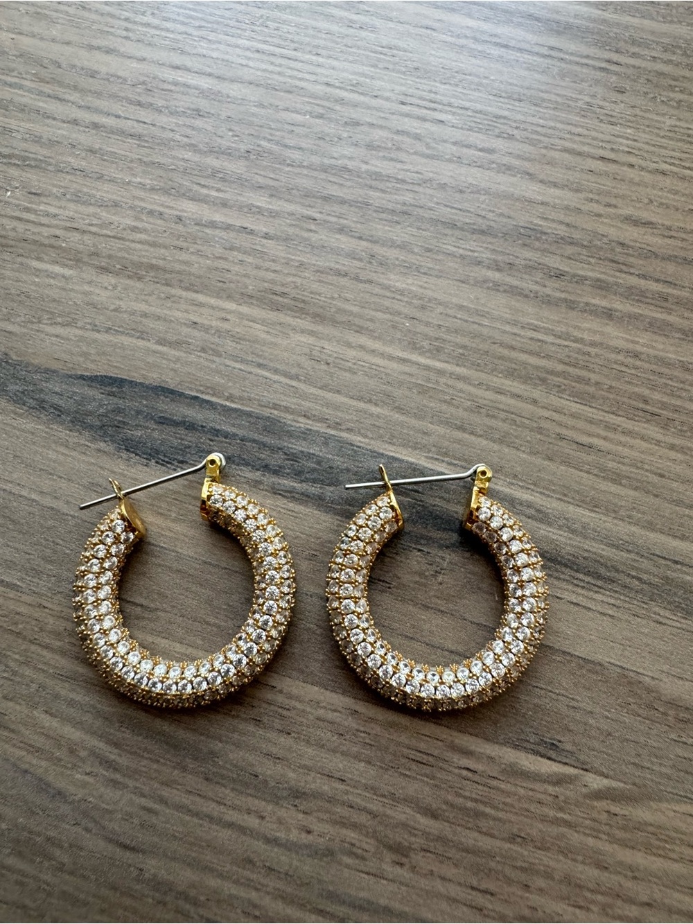 Luv Aj Gold Crystal Pave Hoop Earrings- NWOT